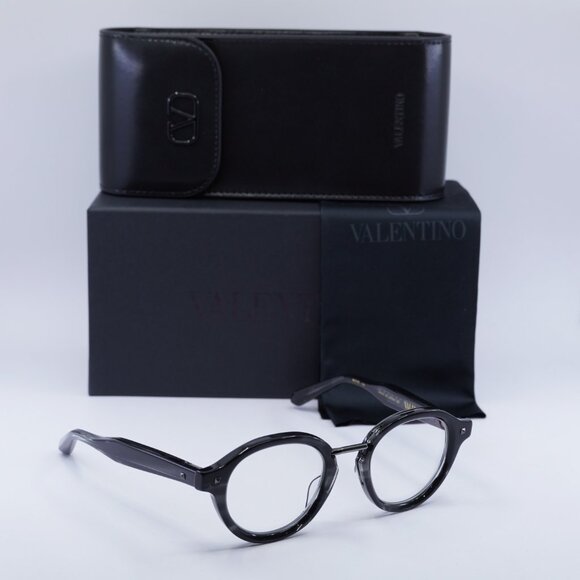 Valentino V-ESSENTIAL-IV VLX-132B Round Eyeglasses 46mm - Shiny Black - Picture 8 of 11